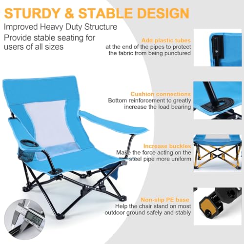 Joyfair Beach Camping Chair (2 Pack), Outdoor Folding Chair for Adults, Heavy Duty Portable Chair with Armrest for Outside...