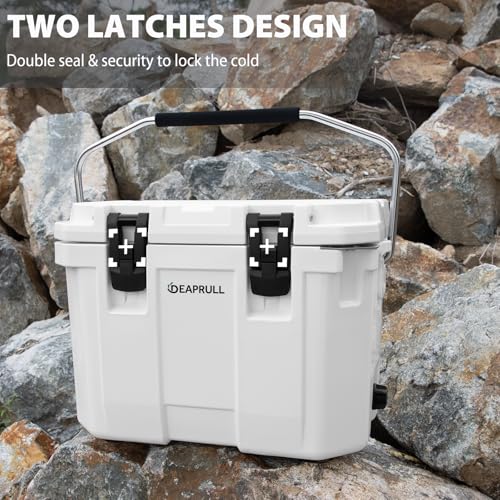Hard Cooler, Insulated Ice Chest Box Holds Ice for More Days, Portable Cooler with Handle, Cup Holders, Double Latches for...