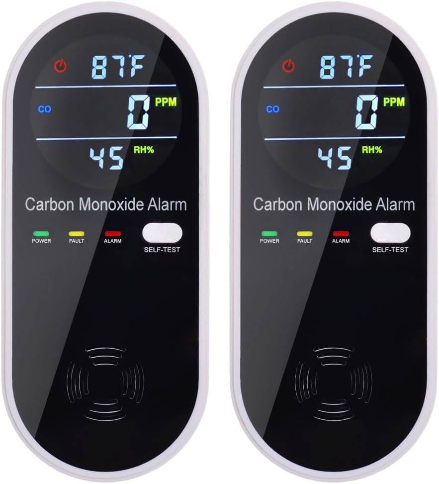 KH Alert 3 in 1 Carbon Monoxide Detector, KH Alert Portable Carbon Monoxide Detectors for Travel, Plug in Carbon Monoxide Detector with Temperature Humidity Sensor Built-in, Easy to Read & Install