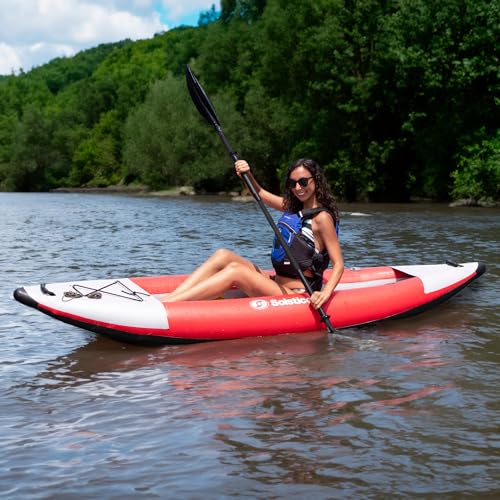 SOLSTICE Inflatable Kayak Boat – Durable, Portable & Adventure-Ready, Heavy Duty PVC – Adjustable Bucket Seat, Bungee Stor...