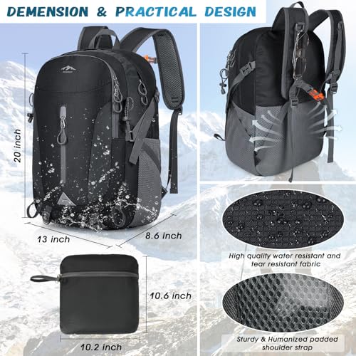 RAINSMORE Hiking Backpack 40L Lightweight Packable Camping Backpack Waterproof Travel Daypack Men Women Hiking Daypack