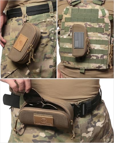 Lemubeane Tactical Molle Glasses Pouch Eyeglasses Hard Case Shockproof Sunglasses Carrying Case with Cleaning Cloth