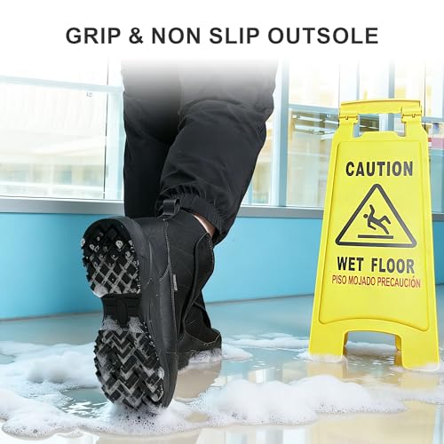 CENNID Men's Winter Waterproof Snow Boots Warm Slip On Mid-Calf Booties Non-Slip Work Boots Lightweight Outdoor Athletic D...