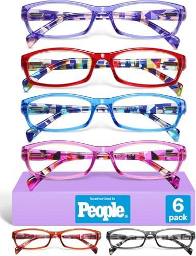 Gaoye Reading Glasses for Women, 6 pack Fashion Readers for Women Spring Hinge Eye Glasses, Blue Light Reading Glasses