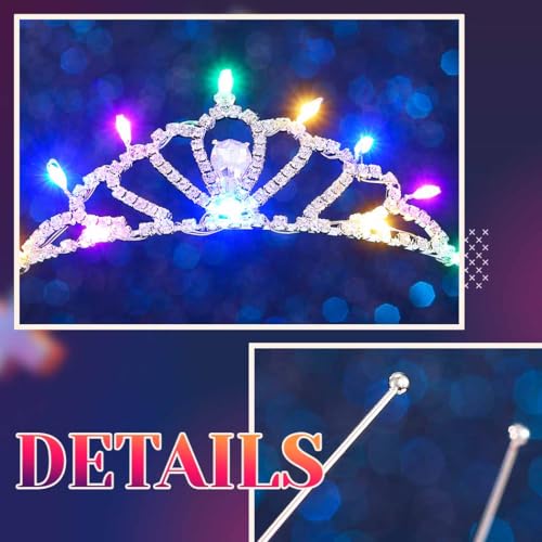DRESBE Light Up Crystal Crown LED Rhinestone Tiara Headbands Princess Glow Party Hair Accessories for Women and Girls