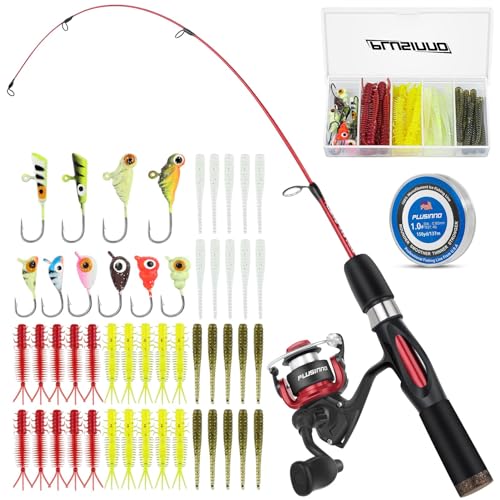 PLUSINNO Ultralight Ice Fishing Rod and Reel Combo, 25”/26”/27”/28” Sensitive Ice Fishing Pole Ice Fishing Gear for Walley...