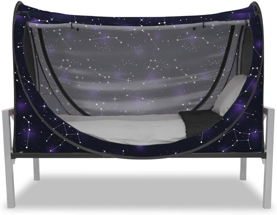 Privacy Pop up Eclipse Bed Tent Bed Drapes (Starry Constellation, Full)