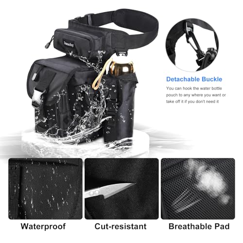 Jueachy Drop Leg Bag for Men Tactical Metal Detecting Thigh Pack with Water Bottle Pouch