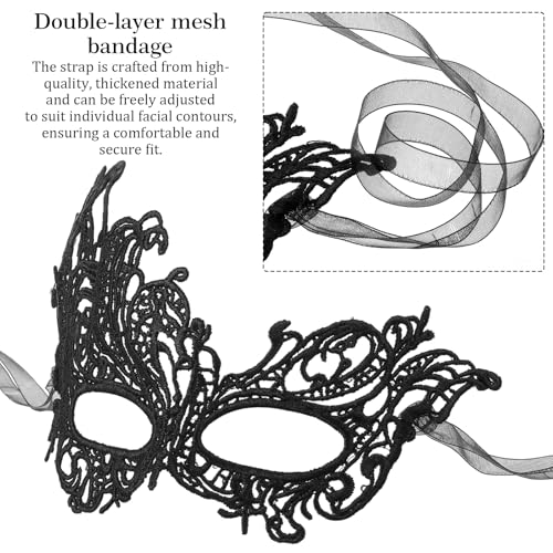 HaiFafafaing Black Masquerade Mask for Women Couples Lace Masquerade Mask Venetian Elegant Women's Flower Eye Masks For Ma...