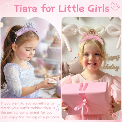 OAOLEER 4 PCS Princess Crown Headbands for Girls, Rhinestone Tulle Hairbands for Girls Toddler Tiara Crown Hair Accessorie...