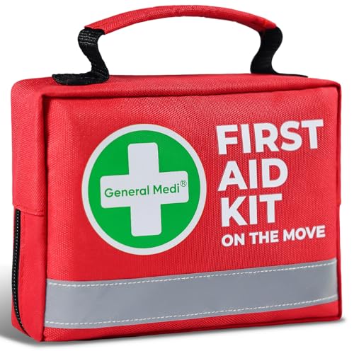 General Medi First Aid Kit - 150 Pieces Small Compact First Aid Kit Bag - Includes Instant Cold Pack, Emergency Blanket fo...
