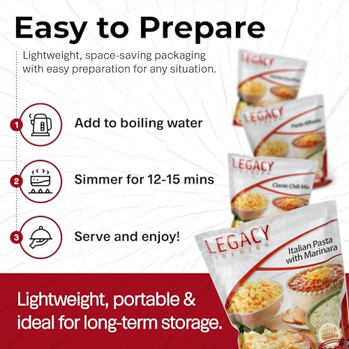 Legacy Food Storage 60 Serving Emergency Food Supply Bucket, 12 Entrees, 23,400 Total Calories, Shelf Stable Lunch & Dinne...