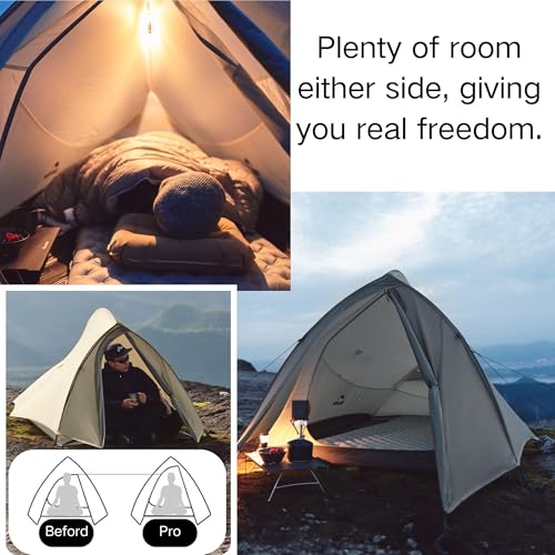 Naturehike Cloud up Pro Camping Tent, 1/2/3 Person Ultralight Hiking Tent, Waterproof Backpacking Tent for One Man, Free S...