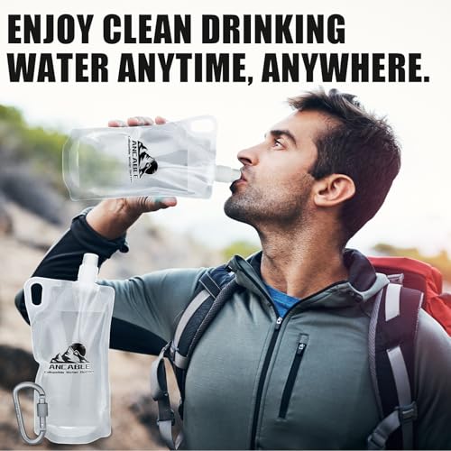 33oz Collapsible Water Bottles, 3-Pack Reusable Travel Foldable Water Bottles for Hiking Camping Running Bike, BPA-Free Wa...