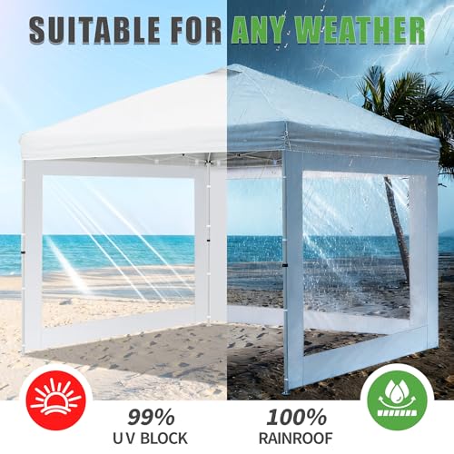 Clear Canopy Sidewalls Compatible with Ozark Trail 10' x 10' Instant Straight Leg Canopy Frame, Canopy Cover ONLY,(White)