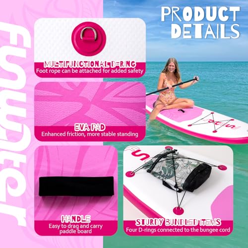 FunWater Inflatable Ultra-Light Stand Up Paddle Board for All Skill Levels with Premium SUP Paddleboard Accessories,Non-Sl...