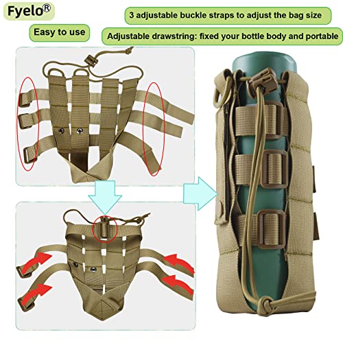 Fyelo Molle Water Bottle Holder Tactical Pouches 32 40 64 oz Multi Use for Outdoor Sports/Backpack/Vest/Belt/Bike, 3 Color...