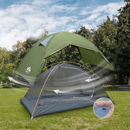 Night Cat 2-Persons Backpacking Tent: Waterproof Lightweight Camping Tent for Two People Hiking Outdoor Mountain with Alum...
