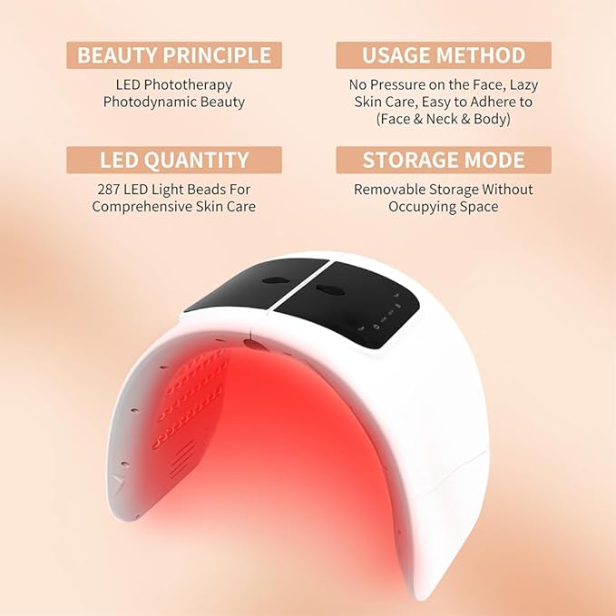 7 Color LED Face Mask with Spray, Red Light Therapy Facial Skin Care Device for Home Use