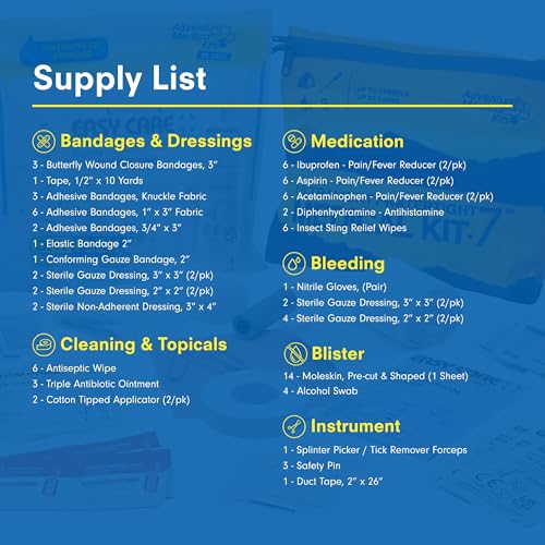 Adventure Medical Kit Ultralight/Watertight Medical Kit .7 - Up to 3 People, Up to 3 Days - Includes Bandages, Blister Ess...