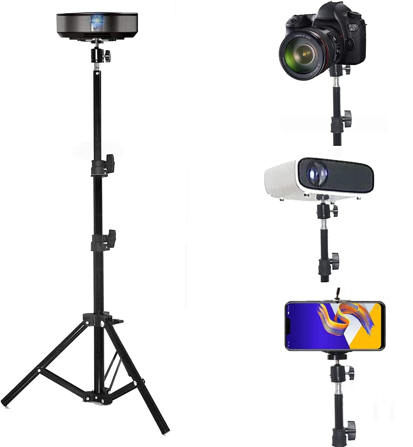Projector Floor Stand, Portable Tripod Mount - Folding Stand for Projector, Camera, Webcam (18" to 40") - Supports Up to 3lbs (1.5kgs)