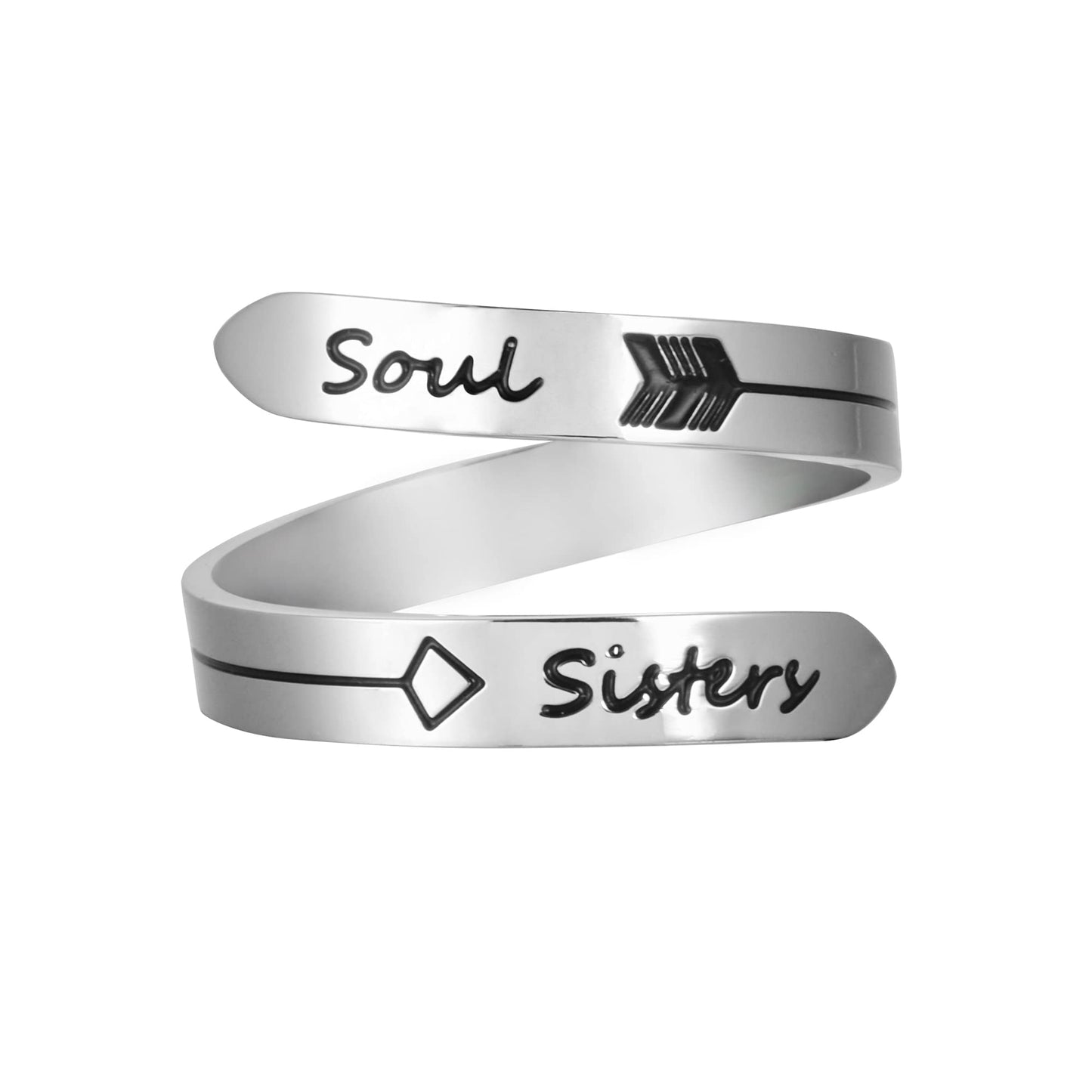 Vrycot Soul Sisters Adjustable Stainless Steel Silver Inspirational Opening Cute Hiphop Band