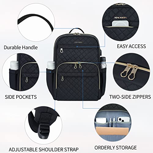 KROSER Laptop Backpack 15.6 Inch Stylish Daypack with USB Charging Port, Water-repellent Nylon Backpack Backpack for Trave...