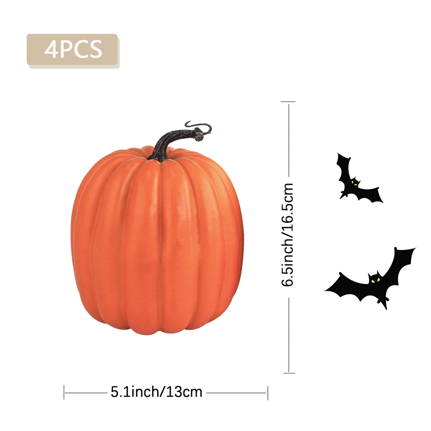 Artmag 6 Inch Large Artificial Pumpkins, 4PCS Big Orange Faux Foam Harvest Pumpkins for Fall Autumn Thanksgiving Seasonal Holiday Decor