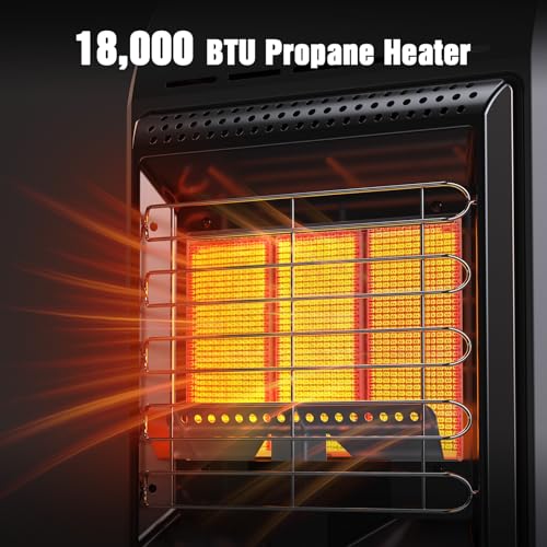 Jocoevol Propane Heater Outdoor Portable 6000 To 18000 BTU Propane Gas Heater Cordless 3 Settings for Patio, With Tip-Over...