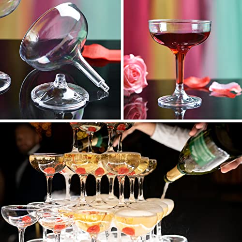 KYAPCK 100 Pcs Plastic Champagne Coupe Glasses for Parties, 5 oz Disposable Champagne Glasses Unbreakable Acrylic Martini ...