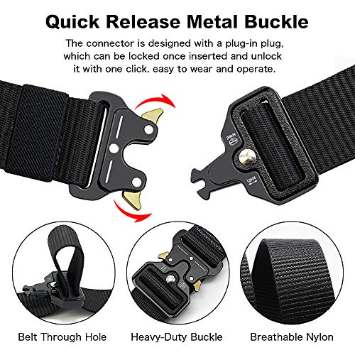 DOOPAI Tactical Belt for Men, Black Military Nylon Web with Quick Release Heavy Duty Buckle, Ideal for Work