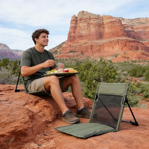 Nyeullcy Breathable Mesh Back Folding backrest,Ultralight Aluminum Alloy Camp Seat with Ventilated Backrest, Portable Outd...
