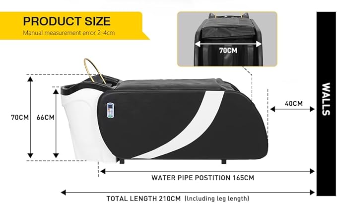 TATARTIST Electric Massage Shampoo Bed Automatic Smart Body Massage Shampoo Bed Armrest and Legrest Airbag Wrapping ABS Plastic Shampoo Basin Chair with Salon Chair for Hairdressing Spa Beauty Salon