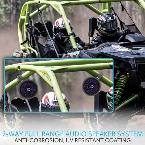 Pyle Waterproof Marine Wakeboard Tower Speakers - 4 Inch Dual Subwoofer Speaker Set w/ 300 Max Power Output - Boat Audio System w/Built-in LED Lights - Mounting Clamps Included PLMRLEWB46B (Black)