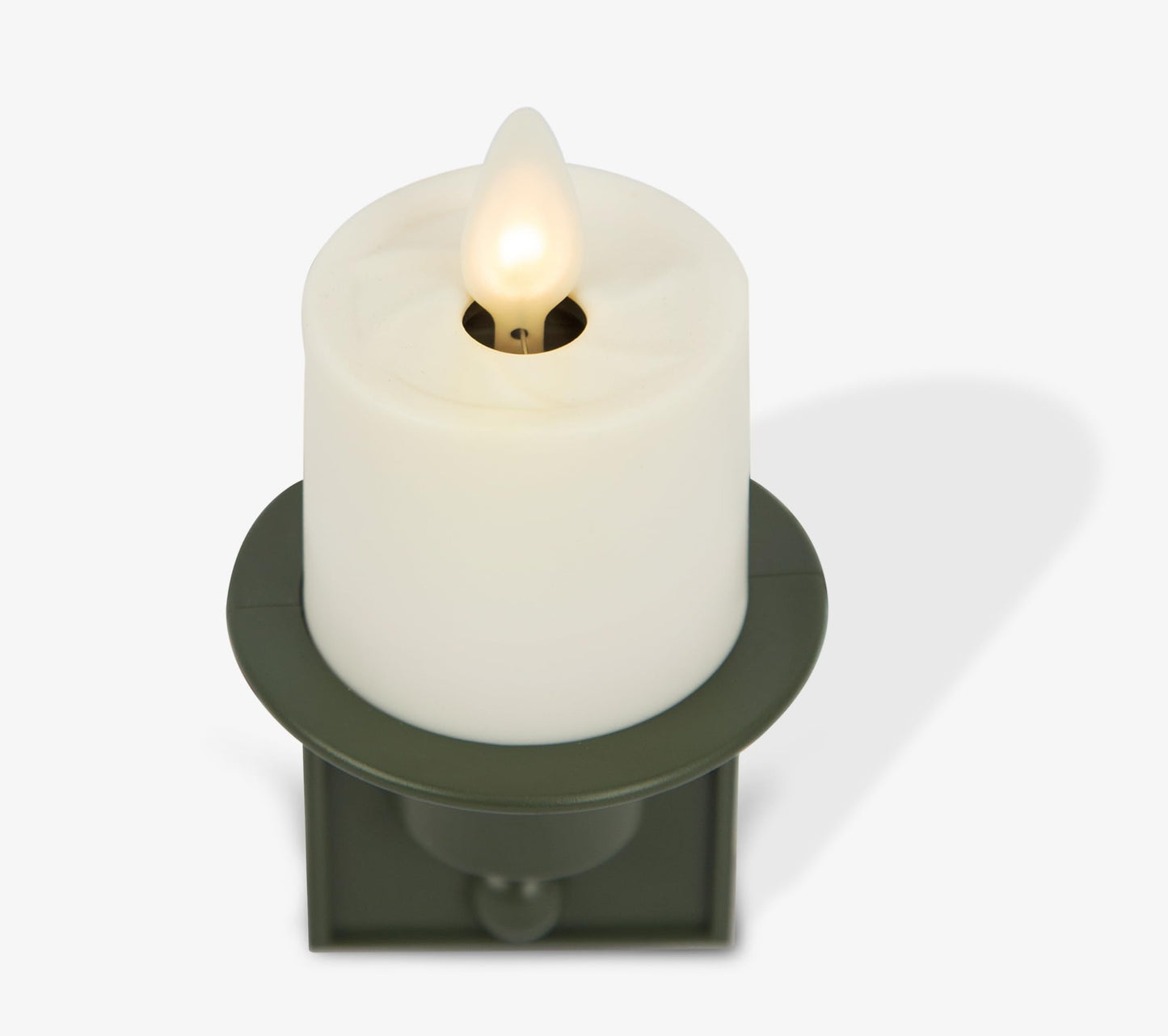 Luminara Flameless Candle Nightlight w/Dusk to Dawn Light Dark Auto Sensor, Loden Green Wall Plug Indoor Night LED Light w/Real-Flame Effect Technology, Bathroom Bedroom Hallway, No Remote Needed