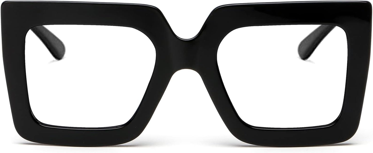 AIEYEZO Oversized Square Blue Light Glasses for Women Cute Big Frame Glasses Fashion Clear Multi-Color Computer Eyewear