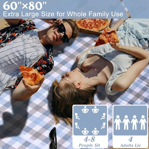 ALLBFENG 80"x60" Waterproof Sandproof Picnic Mat - Portable Foldable Outdoor Blanket for Beach, Park, Travel & Indoor Use...