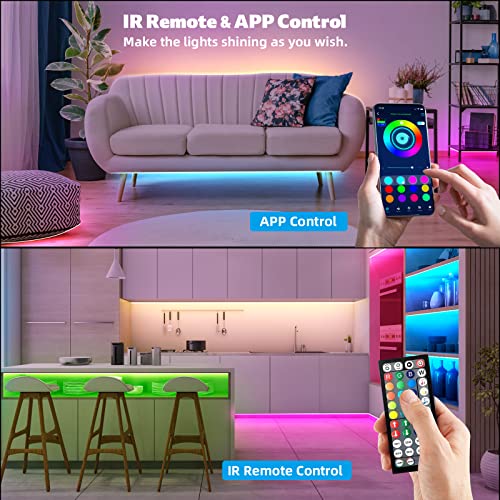 ZOZOO 100ft Led Lights for Bedroom(2 Rolls of 50ft), Smart RGB Led Strip Lights with 44-Key Remote & APP Control Music Syn...