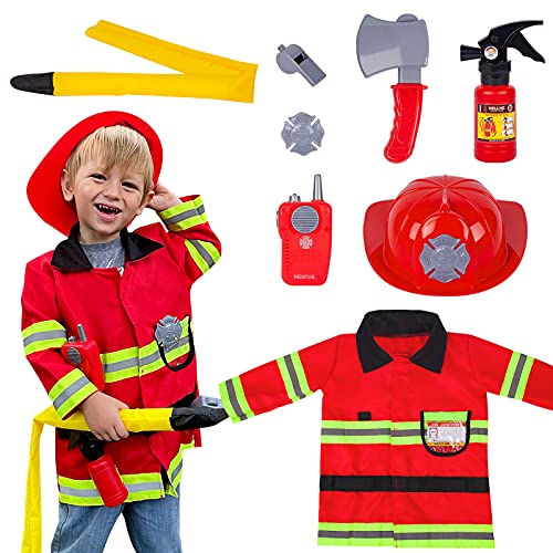 Liberry Fireman Costume for Kids 3 4 5 Years Old, Firefighter Tools with Fire Extinguisher, Pretend Play Toy Gift for Todd...