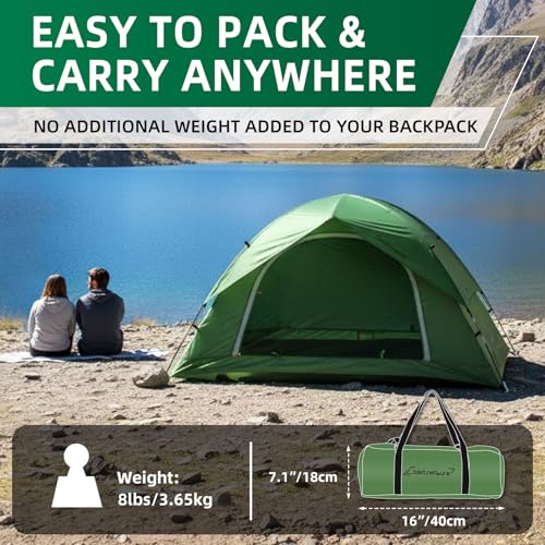 Camping Tent for 2 Person, 4 Person, 6 Person - Waterproof Two Person Tents for Camping, Small Easy Up Tent for Family, Ou...