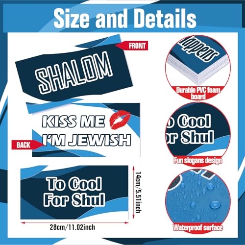 Ctosree 12 Pcs Bar Mitzvah Party Bundle Blue Photo Booth Props Jewish Centerpiece Party Decoration Birthday Celebration Wa...