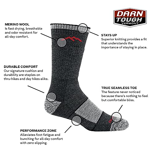 Darn Tough Vermont Men's Hiker Boot Full Cushion Midweight Hiking Socks