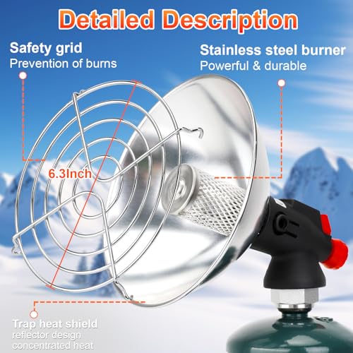 Portable Propane Heater for Camping, Outdoor Space Tent Heater, Cordless Patio Heaters with Self Igniter, Control Valve, F...