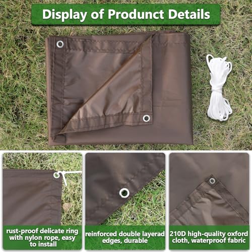 Abrotain Sun Shade Sail 6'6"x6'6" Waterproof Shade Cloth Canopy Sunshade Camping Tarps Tent Cover with Grommets for Backya...