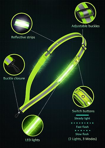 Ylzzrs LED Reflective Belt Sash Walking Gear,Safety Lights for Walkers at Night,High Visibility Safety Rechargeable Reflec...