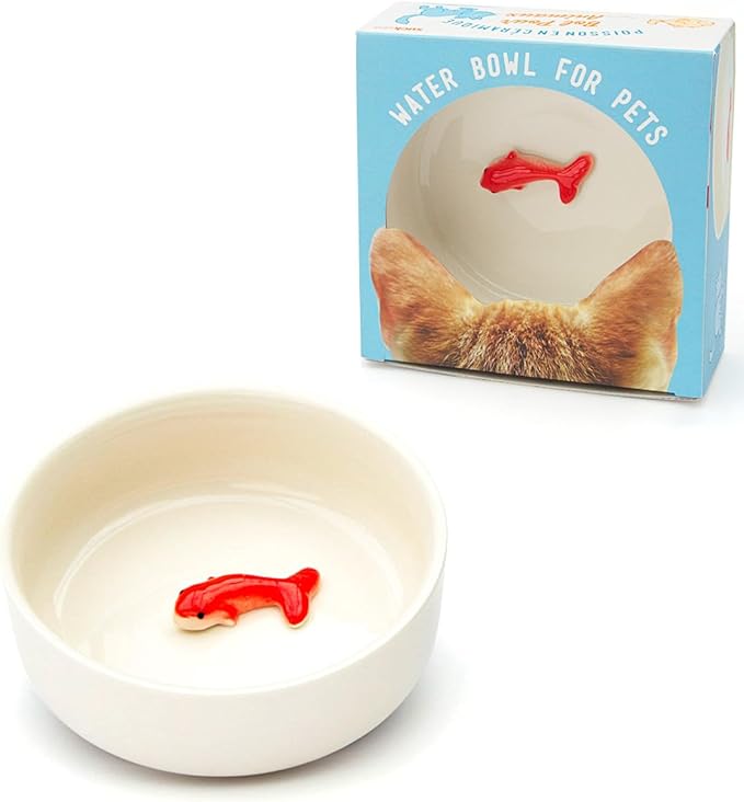 Suck UK Cat Bowls - Fish Bowl - Cat Water Bowl - Funny Animal Accessories - Ceramic Dish - Novelty Pet Supplies - Pets Pra...
