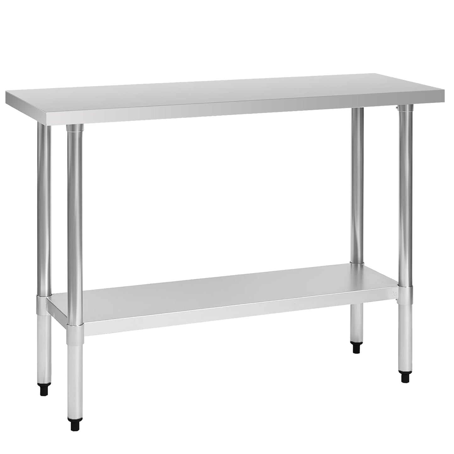 Okeyolive Stainless Steel Work Table 18 x 48 Inch, NSF Commercial Prep Table with Undershelf, Heavy Duty Food Prep Workstation