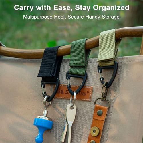 Tactical Key Ring Chain, D-Ring Snap Clip Carabiner, Multifunction Keychain Webbing Belt Holder 4PCS, Gear Hook for Hiking...