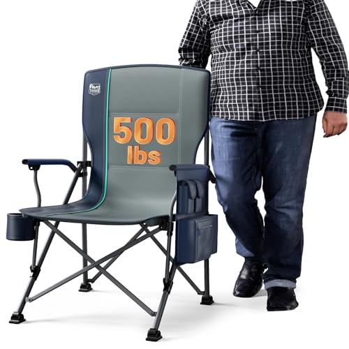 TIMBER RIDGE Oversized Folding Camping Chair High Back Heavy Duty for Adults Support up to 500lbs with Cup Holder, Side Po...