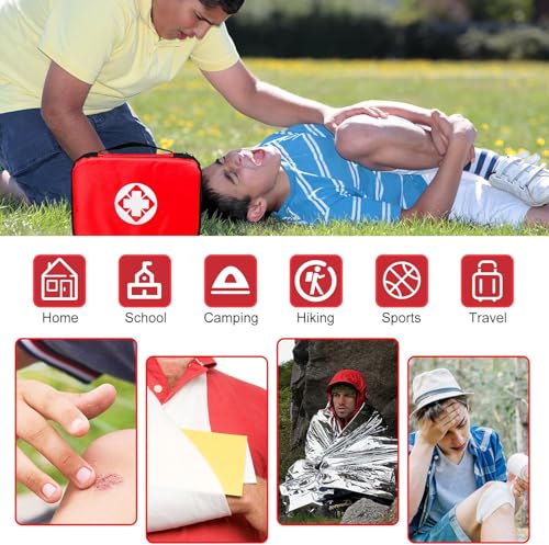 Travel-First Aid-Kit Car-Home 300PCS Survival-Kit Outdoor-Adventure - Small Portable Red Emergency Essential Sets Office H...